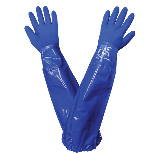 [A-6422SL] FrogWear® Blue Seamless Triple Dipped Shoulder Length Glove