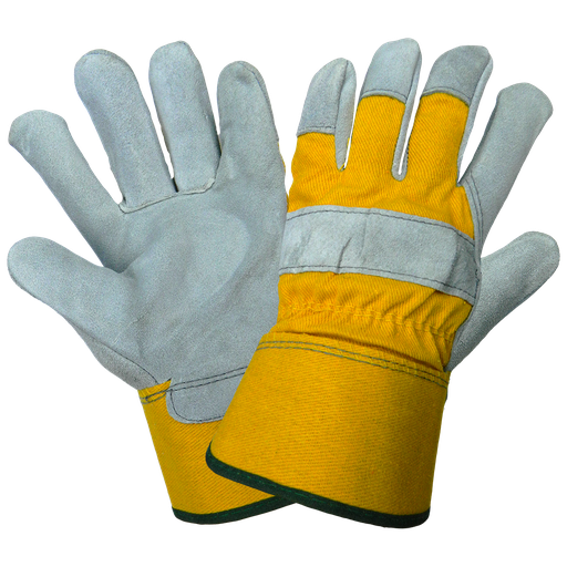 [A-540] 8 oz. Yellow Canvas Leather Palm Glove