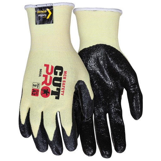 [A-9693] 15 Gauge Stretch Kevlar® Textured Nitrile Glove