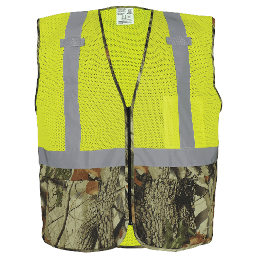 [SA-GLO-020] FrogWear® HV High-Visibility Yellow/Green Safety Vest with Camouflage Bottom