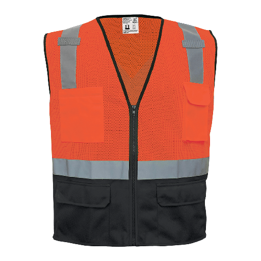 [SA-GLO-049] Orange Lightweight Mesh Polyester Safety Vest