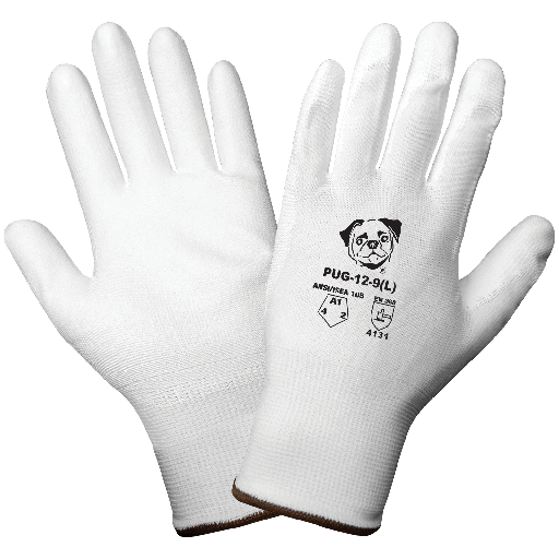 [A-PUG-12] PUG™ White Lightweight Polyurethane Coated Anti-Static/Electrostatic Compliant Gloves with Cut, Abrasion, and Puncture Resistance