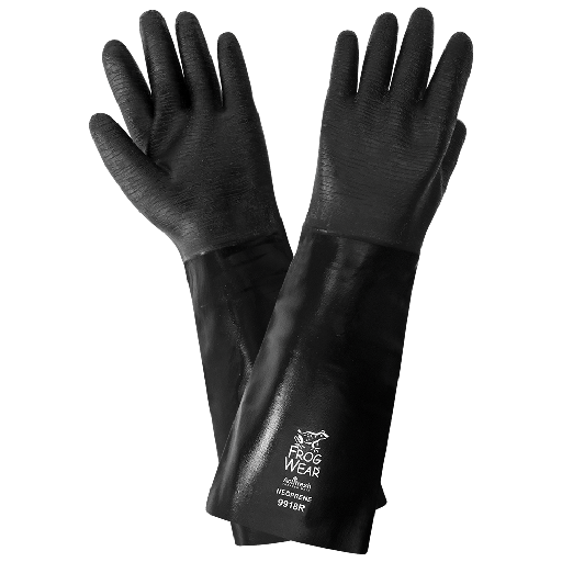 [A-9918R] Neoprene Premium Rough Etched Finish Chemical Handling Glove, Cotton Interlock Liner, 18" Length