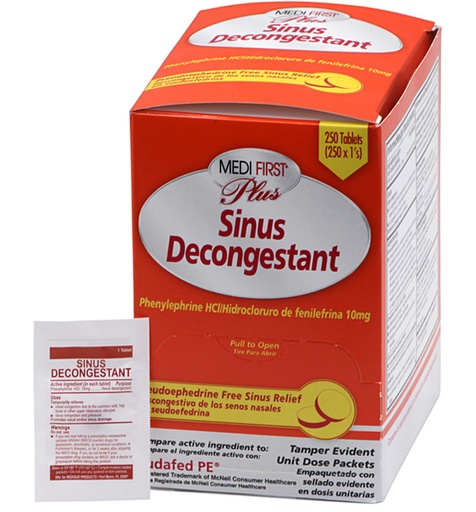 [FA-90933] Sinus Decongestant 10mg Tablets, 100/Box
