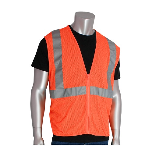 [SA-302-MVGZ] PIP® ANSI Type R Class 2 Value Zipper Mesh Vest