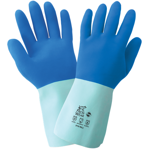 [A-GG-212] FrogWear® Supported Cotton-Lined Blue Flexible Natural Rubber Latex Gloves