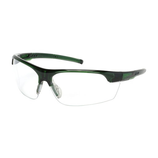 [EP-250-58-0520] Bouton® Optical Xtricate-C™ Semi-Rimless Safety Glasses with Green Frame, Clear Lens and FogLess® 3Sixty™ Coating