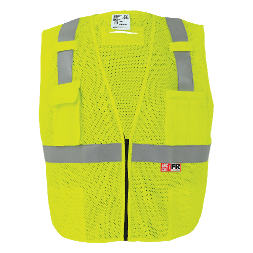 [SA-GLO-022FR] FrogWear® HV Flame-Resistant High-Visibility Yellow/Green Surveyors Vest