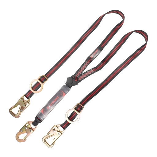 [FP-UFL201422] [FP-UFL201422] 6' Clear Pack SAL Twin leg 100% tie-off with snap hook and adjustable d-rings and tie-back hook on each anchor leg