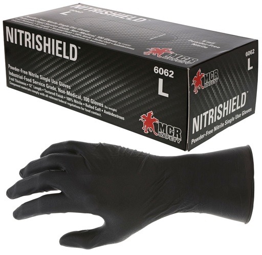 [A-6062] NitriShield™ Gloves Powder Free Disposable Nitrile Premium Medical Grade Textured Grip 12 Inches