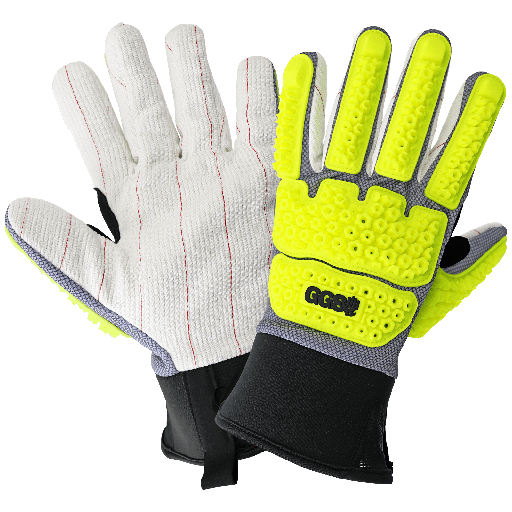 [A-SG9950KEV] Vise Gripster® Premium Impact Resistant Cotton Corded High-Visibility Gloves with Cut Resistant Liner - SG9950KEV