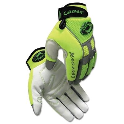 Caiman 2980 Goat Grain Hi-Vis Reflective Back Knuckle Protection Mechanics Gloves