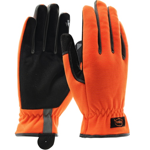 [A-120-4600] Boss® Synthetic Leather Palm and Hi-Vis Fabric Back - PVC Grip on Index Finger/Thumb