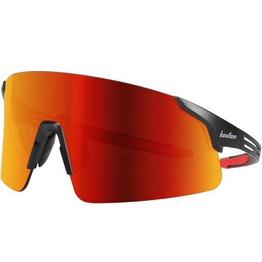 [EP-250-40-0016] Bouton® Optical Site Boss™ Enhanced Coverage Frameless Safety Glasses, with Black Temples, Fire Mirror Plus PRO Polarized High Contrast Lens, and Anti-Scratch Coating