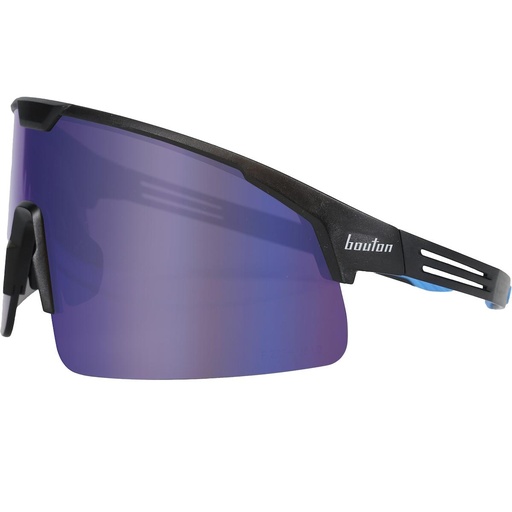 [EP-250-41-0006] Bouton® Optical Site Boss™ Enhanced Coverage Half-Frame Safety Glasses, with Black Temples, Blue Mirror Plus PRO Polarized High Contrast Lens, and Anti-Scratch Coating