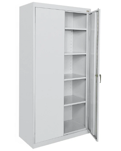 Medium Duty Welded Steel Storage Cabinet, 36 in x 18 in x 72 in, Swing Handle & Keyed, 24 Gauge Panel Thick Frame