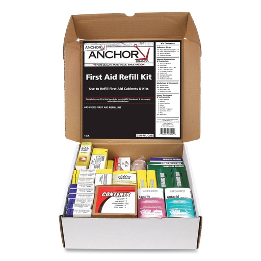 [FA-3SH-RFL-CAB] 3 Shelf First Aid Cabinet Refill, Cardboard Case, Includes 640 Pieces