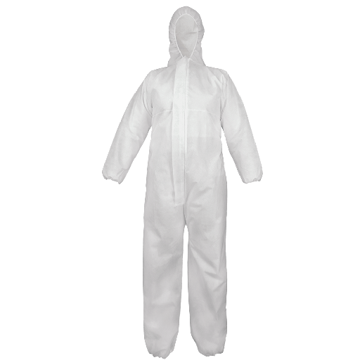 [DA-NW-SMS300COV] FrogWear™ FDA Compliant White SMMS Material Disposable Non-Woven Coveralls with Hood