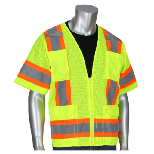 [SA-303-0500M] PIP® ANSI Type R Class 3 Two-Tone Eleven Pocket Mesh Surveyors Vest