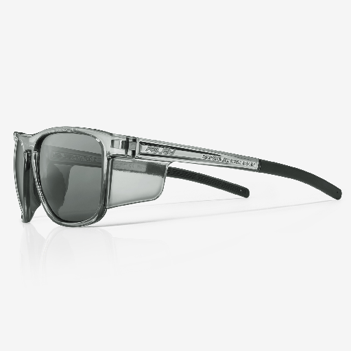 [EP-RLY00600] Navigator X safety Glass, Gray full frame, Gray temples and side shields, with dark gray TPE Temple ends, gray anti-fog lens with tecton 400, UV400 and a moisture repellant coating, soft adjustable nose piece. micro fiber carrying pouch included.