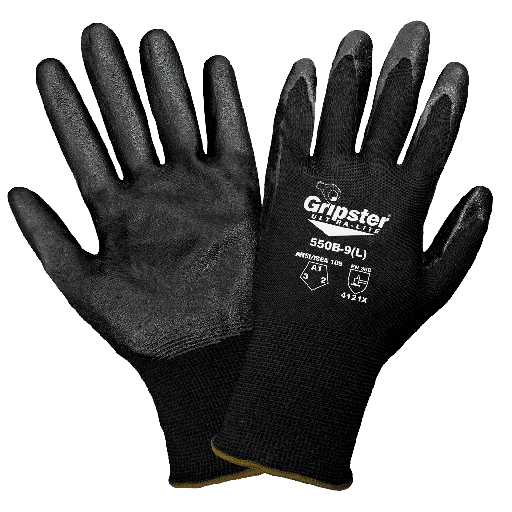 [A-550B] Gripster® Ultra-Lite Black Foam Nitrile Coated Nylon Glove