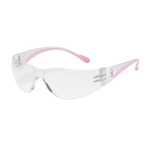 [EP-250-11-0900] Bouton® Optical Eva® Petite Rimless Safety Glasses with Clear / Pink Temple, Clear Lens and Anti-Scratch Coating