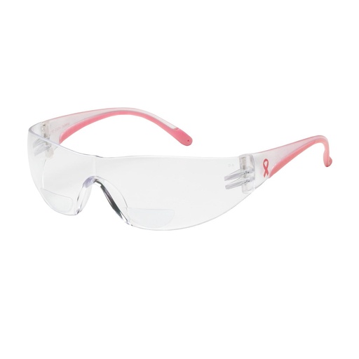 [EP-250-12-0125] Lady Eva®  Rimless Safety Readers with Clear / Pink Temple, Clear Lens and Anti-Scratch Coating - +1.25 Diopter
