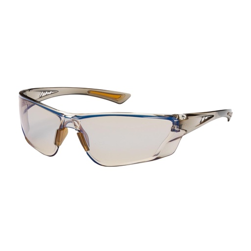 [EP-250-32-0226] Bouton® Optical Recon™ Rimless Safety Glasses with Translucent Brown Temple, I/O Blue Lens and Anti-Scratch / Anti-Fog Coating