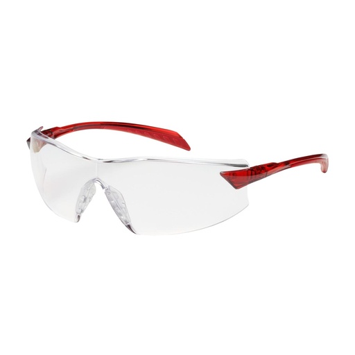[EP-250-45-1010] Bouton® Optical Radar™ Rimless Safety Glasses with Red Temple, Clear Lens and Anti-Scratch / Anti-Reflective Coating