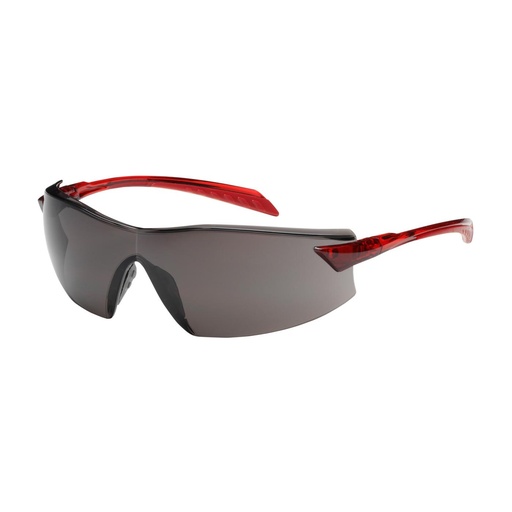 [EP-250-45-1021] Bouton® Optical Radar™ Rimless Safety Glasses with Red Temple, Gray Lens and Anti-Scratch / Anti-Fog Coating