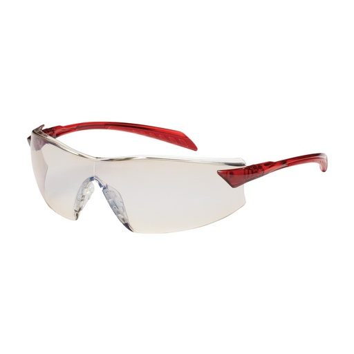 [EP-250-45-1226] Bouton® Optical Radar™ Rimless Safety Glasses with Red Temple, I/O Blue Lens and Anti-Scratch / Anti-Fog Coating