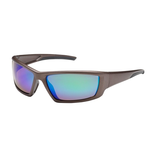 [EP-250-47-1008] Bouton® Optical Sunburst™ Full Frame Safety Glasses with Brown Frame, Green Mirror Plus Lens and Anti-Scratch / Anti-Reflective Coating