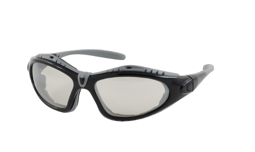 [EP-250-50-0422] Bouton® Optical Fuselage™ Full Frame Safety Glasses with Black Frame, Foam Padding, I/O Lens and Anti-Scratch / Anti-Fog Coating