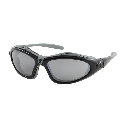 [EP-250-50-0425] Bouton® Optical Fuselage™ Full Frame Safety Glasses with Black Frame, Foam Padding, Silver Mirror Lens and Anti-Scratch / Anti-Fog Coating