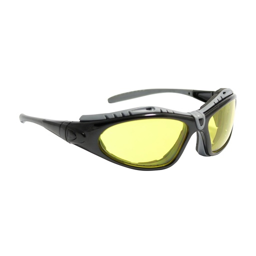 [EP-250-50-0429] Bouton® Optical Fuselage™ Full Frame Safety Glasses with Black Frame, Foam Padding, Amber Lens and Anti-Scratch / Anti-Fog Coating