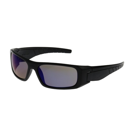 [EP-250-53-0006] Bouton® Optical Squadron™ Full Frame Safety Glasses with Black Frame, Blue Mirror Plus Lens and Anti-Scratch / Anti-Reflective Coating