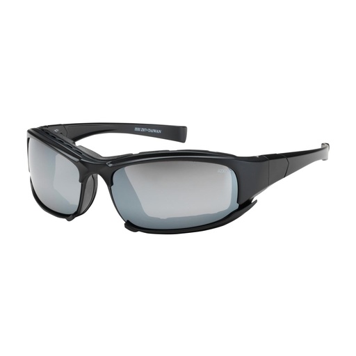 [EP-250-CE-10095] Bouton® Optical Cefiro™ Full Frame Safety Glasses with Black Frame, Rubber Foam Padding, Silver Mirror Lens and Anti-Scratch / Anti-Fog Coating