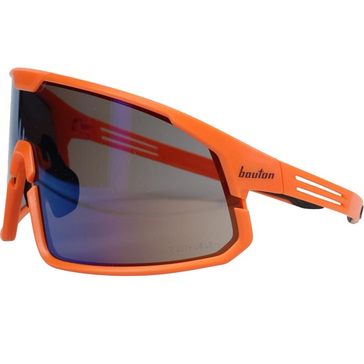 [EP-250-43-0006] Bouton® Optical Site Boss Enhanced Coverage Full Frame Safety Glasses, with Hi-Vis Orange Frame, Blue Mirror Plus PRO Lens, and Anti-Scratch Coating