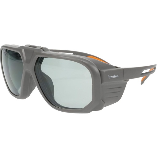 [EP-250-44-0G17] Bouton® Optical Site Boss Flip-Up Safety Glasses with Gray Shade 1.7 IR Outer Lens, Gray/Orange Frame, and Anti-Scratch Coating