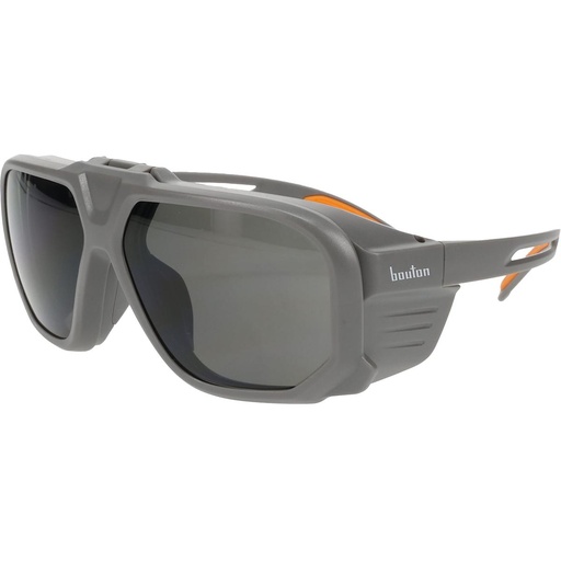 [EP-250-44-0G50] Bouton® Optical Site Boss Flip-Up Safety Glasses with Gray Shade 5.0 IR Outer Lens, Gray/Orange Frame, and Anti-Scratch Coating